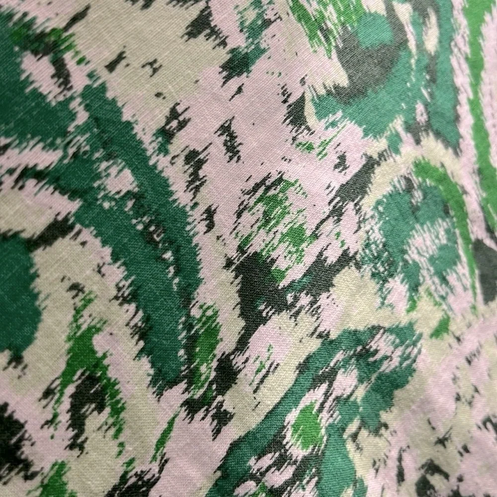 ZARA Linen Blend Printed Kimono Printed ✨ White + Green Size M/L - Picture 14 of 15